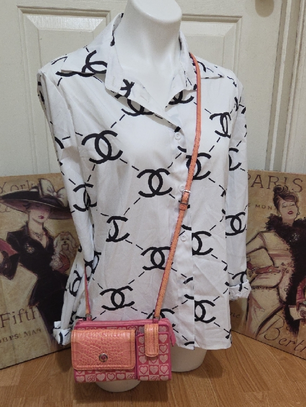 Vintage Brighton Croc Embossed Canvas Crossbody